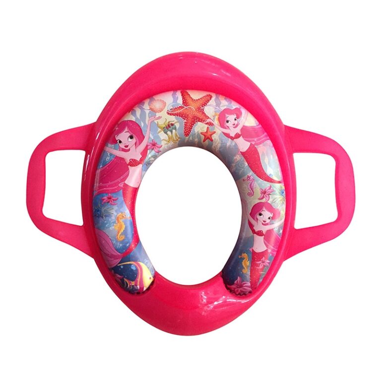 Bright pink kids potty training seat with handles